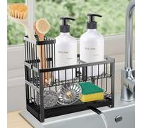 Sinnsally Porte Eponge Evier Cuisine,Organisateur Rangement Pour Éponge,Support Eponge evier Cuisine,Porte Éponge avec Plateau D'égouttage Amovible Sink Caddy Kitchen Organizer (2 Niveaux)