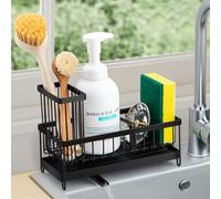 Sinnsally Porte Evier Cuisine,Organisateur Evier Cuisine,Rangement Pour Éponge,Support Eponge evier,Porte Éponge avec Plateau D'égouttage Amovible Sink Caddy Kitchen Organizer