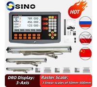 SINO - Kit de lecture numérique LCD DRO 3 axes, avec 3 ou 2 pièces, règle en verre à grille à échelle linéaire DRO pour outil de tour de fraisage SDS2-3VA 5um complete kit1