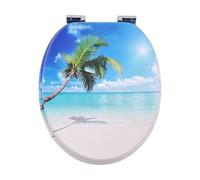 SINOBATH Abattant de WC avec système d'abaissement automatique, de qualité supérieure et stable, en bois, motif Coconut Tree Beach