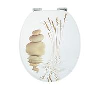SINOBATH - Abattant de WC avec système d'abaissement automatique, noyau en bois MDF et charnières à fermeture en douceur