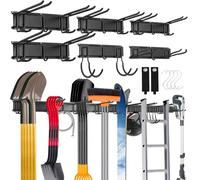 Sinoer Panier mural de gestion d'outils de garage, support métallique pour outils de jardin, rangement outils，range outils de jardin，accroche balai ，support outils mural，96 pouces 18 crochets