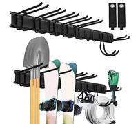 Sinoer Panier mural de gestion d'outils de garage, support métallique pour outils de jardin, rangement outils，range outils de jardin，accroche balai ，support outils mural，48 pouces 9 crochets