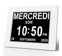 SINOIDEAS 8" Pouce LCD Horloge Numérique Calendrier avec Date Jour Et Heure Non-Abrégée Auto Dimming 8 Langues HD Display Rappel pour Alzheimer Les Personnes âgées et Les Enfants