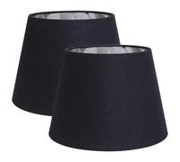 Sinta 2 Pack 9" Abat-jour Moderne Conique Remplacement Tissu Noir avec Doublure Argentée Abat Jour Pour E27/E14 Lampe de Bureau/Murale