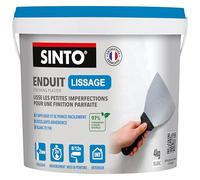 SINTO - Enduit de Lissage Pâte - Elimine les Petites et Grosses Imperfections - Prêt à l'Emploi - Usage Intérieur - Technique Professionnelle - Finition Lisse et Durable - Seau de 4kg