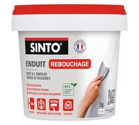 SINTO Enduit de rebouchage pâte blanc 1kg | Rebouche trous et fissures jusqu'à 1cm, sans retrait ni fissure, séchage rapide, plâtre béton brique et bois, prêt à l'emploi