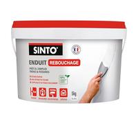 SINTO - Enduit Rebouchage Trous et Fissures - Prêt à l'Emploi - 97% d'Ingrédients d'Origine Naturelle -Séchage Rapide - Sans Retrait Ni Fissure -Usage Intérieur - Technique Professionnelle - 5kg