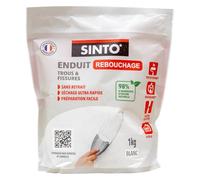 SINTO - Enduit de Rebouchage Poudre - 1kg - Sachet Doypack - Bois, Plâtre, Ciment, Briques - Sans Odeur - Séchage Rapide - Excellente Adhérence - Intérieur Extérieur - Technique Professionnelle