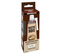 SINTO Mastic reconstitue angles et gros trous blanc 66ml | Bi-composant séchage en 20 min, parquets meubles menuiseries, bonne adhérence et résistance sur bois, intérieur et extérieur