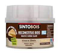 SINTO Mastic reconstitue angles et gros trous chêne clair 170ml | Bi-composant séchage en 20 min, parquets meubles menuiseries, bonne adhérence et résistance sur bois, intérieur et extérieur