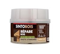 SINTO Mastic reconstitue angles et gros trous chêne clair 500ml | Bi-composant séchage en 20 min, parquets meubles menuiseries, bonne adhérence et résistance sur bois, intérieur et extérieur