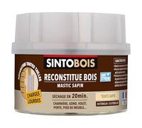 SINTO Mastic reconstitue bois charges lourdes sapin 500ml | Résistant aux chocs et poids importants, sec en 20 min, répare charnières gonds volets et portes, intérieur et extérieur