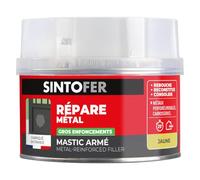 SINTO - Répare Métal Armé - Reconstitue et Colmate Trous et Perforations - Tous Métaux, Même Très Rouillés - Intérieur et Extérieur - Sans Styrène - Sec en 20min - Technique Professionnelle - 550g