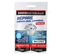 SINTO MATERIAUX - Répare faïence, émail, céramique - Résine époxy - Eclats, trous et fissures - Spécial sanitaire - 1 dose = 1 réparation - Sec en 30min - Innovation pré-dosée
