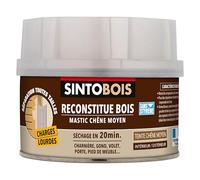 SINTO - Pâte à Bois Charges Lourdes - Reconstitue Parties Manquantes - Passages Fréquents et Charges Lourdes - Intérieur Extérieur - Sec en 20min - Chêne Moyen - Technique Professionnelle - 190g