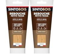 SINTO Pâte à Bois Pour Reboucher Imperfections et Fissures Chêne Foncé - 250g - Sans Odeur - Intérieur et Extérieur (Lot de 2)
