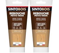SINTO Pâte à Bois pour Reboucher les Petits Trous dans le Bois Chêne Clair - 250g - Sans Odeur - Séchage en 4h - Intérieur et Extérieur (Lot de 2)