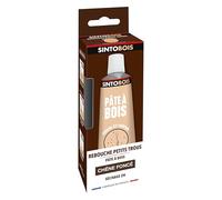 SINTO - Rebouche Petits Trous - Pâte à Bois - Prêt à l'Emploi - Sec en 2h - Formule Solvantée - Intérieur et Extérieur - Ne se Rétracte pas - Chêne Foncé - Technique Professionnelle - 80 g