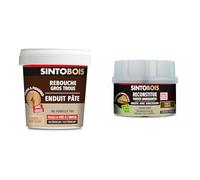 Sinto Rebouche Bois pour Gros Trous et Fissures Bois Clair - 1kg - Facile et Prêt à l’Emploi & Reconstitue Bois Angles & Gros Tous - Teinte Chêne - 170 ml - Idéal pour Reconstituer, Réparer