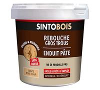 SINTO Rebouche gros trous et fissures bois clair 2kg | Prêt à l'emploi, excellente adhérence, ne fendille pas, séchage rapide, bois et dérivés, intérieur et extérieur