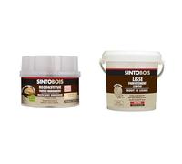 SINTO Reconstitue Bois Angles & Gros Tous Sapin - 500 ml - Idéal pour Reconstituer & Enduit de Lissage pour Bois Clair - 1 kg - Élimine les Imperfections - Finition Extra Lisse