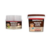 SINTO Reconstitue Bois Angles & Gros Tous Sapin - 500 ml - Idéal pour Reconstituer & Rebouche Bois pour Gros Trous et Fissures Bois Clair - 500 g - Facile et Prêt à l’Emploi