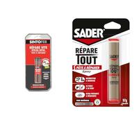 SINTO Répare Vite Spécial Métal - 60g - Répare, Rebouche, Assemble et Soude & Sader Répare Tout - Pâte à Réparer Epoxy - Tous Matériaux - Intérieur/Extérieur - Couleur : Gris - 1 Tube 57 g