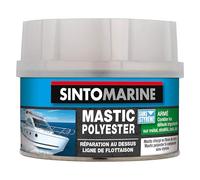 SINTO SINTOMARINE - Mastic Armé Polyester - Reconstitue, Colmate les Trous Importants - Bois, Tôle, Acier, Alu - Résiste aux Embruns et à l'Humidité - Sec en 20min - Technique Professionnelle - 290g