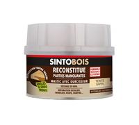 SINTO - Pâte à Bois - Angles et Gros Trous - Reconstitue les Parties Manquantes - Intérieur Extérieur - Haute Résistance & Adhérence - Sec en 20min - Sapin - Technique Professionnelle - 190g