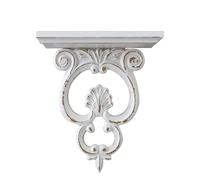 Sintosin Vintage Petite Etagere Murale Blanche Or, Glam Etagere Murale Bois, Etageres Mmurales pour Chambre, Salon, Couloir
