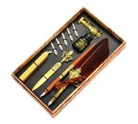 Sionhiuo Quill Pen Ensemble stylo plume et kit d'encre - Stylo de calligraphie antique avec encre - Kit de tampon de amélioré avec pointes de rechange - Coffret cadeau de luxe vintage