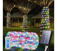 SIOOUI Guirlande Lumineuse Solaire Extérieure 22m 200 LED, IP65 Étanche Guirlande Lumineuse Solaire Décoration Lumières avec 8 Modes d'Éclairage pour Jardin Arbre Fête Décoration de Noël- Multicolore