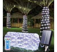 SIOOUI Guirlande Lumineuse Solaire Extérieure 22m 200 LED, IP65 Étanche Guirlande Lumineuse Solaire Décoration Lumières avec 8 Modes d'Éclairage pour Jardin Arbre Fête Décoration de Noël- Blanc
