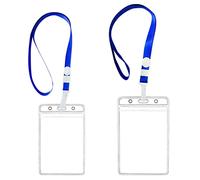 SIOPPKIK à Toute épreuve Porte-Badge avec Lanière Bleupour Bureau et exposition 2 Pack