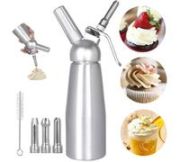Siphon à Chantilly Professionnel, 500ml Siphons de cuisine avec 3 douilles en acier inoxydable pour Mousses et Crèmes