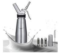 Siphon à crème Chantilly en Acier Inoxydable - 500ml, avec 3 Douilles en Acier Inoxydable, pour Mousses et Crèmes