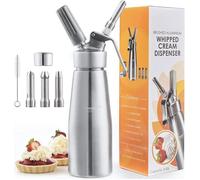 Siphon à crème chantilly professionnel avec 3 douilles en acier inoxydable. Siphons compatible avec les cartouches N20 (non inclus)