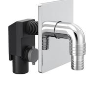Siphon à encastrer pour machine à laver Ø40 avec plaque blanche - Plaque chromée - Échappement mural compact et résistant - Installation facile - LEMAG SRL (chromé)