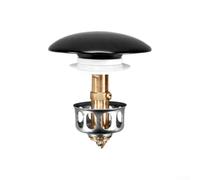 Siphon avec piège à cheveux intégré pour lavabo de salle de bain et baignoire en laiton et céramique (noir)