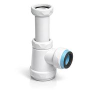 Siphon bouteille court extensible pour lavabo et bidet | Raccord 1" 1/4 | Sortie Ø40 mm avec réduction Ø32 mm | Avec valve Ø70 mm | Anti-odeur | Polypropylène résistant | Installation facile