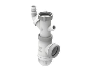 Siphon bouteille réglable Valentin Connectic avec entrée pour machine à laver blanc/gris 40mm