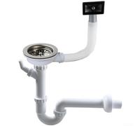 Siphon coudé en U pour éviers à cuve simple de 114 mm construit en PVC PP résistant et acier inoxydable 304
