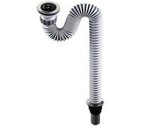Siphon de cuisine avec tube d'extension 320-830 mm, siphon d'évier SUS304 avec bouchon anti-odeurs et joint en PVC, montage facile pour bonde standard de 50 mm