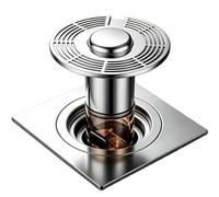 Siphon de douche - 8,5 x 7,9 cm, évacuation de sol anti-refoulement avec barrière anti-odeurs scellée, couvercle de vidange de salle de bain durable, solution de canalisations résistante aux