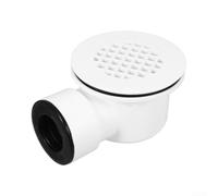 Siphon de douche à profil bas - En PVC - Sortie latérale - 3,8 cm | Ultra-mince de 3,8 cm de hauteur, compatibilité à double sortie, filtre à cheveux perforé, joints en caoutchouc