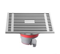 Siphon de douche carré en acier inoxydable de 15 cm | Siphon de sol anti-odeur avec filtre amovible pour un débit d'eau efficace | pour une installation facile pour la salle de bain et