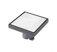 Siphon de douche en acier inoxydable brossé 15 x 15 cm | Pour la conception d'insert de carrelage, montage encastré sans couture, esthétique moderne de salle de bain