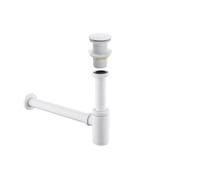 Siphon de Lavabo Bathroom Basin Bottle Trap Drain With Sink Pop Up Siphon Fixture P-Trap Hose for Home Renovation(White No overflow)
