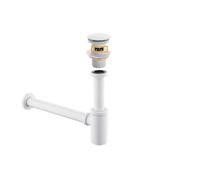 Siphon de Lavabo Bathroom Basin Bottle Trap Drain With Sink Pop Up Siphon Fixture P-Trap Hose for Home Renovation(White overflow)